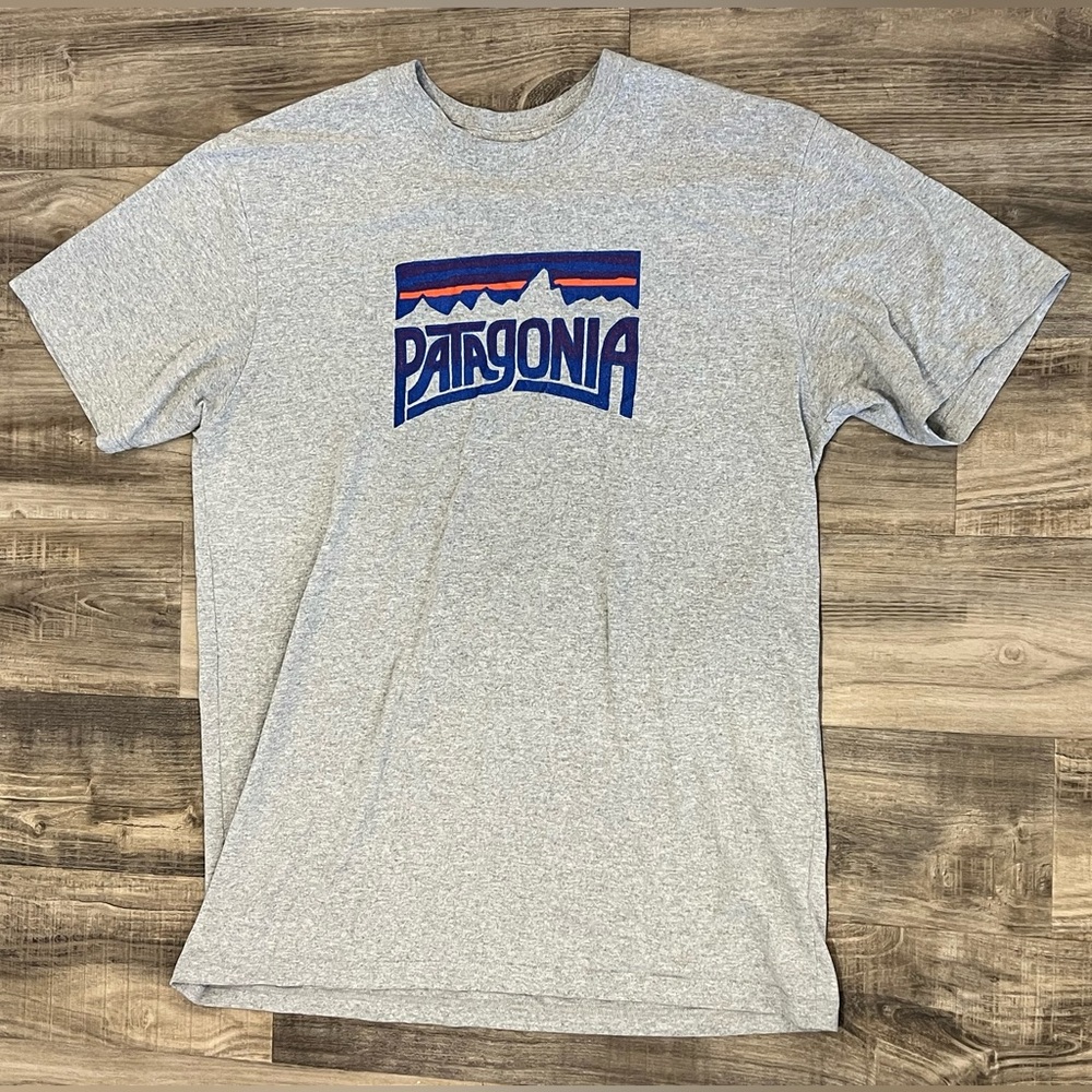 Patagonia Blue Logo Gray Men's Tee